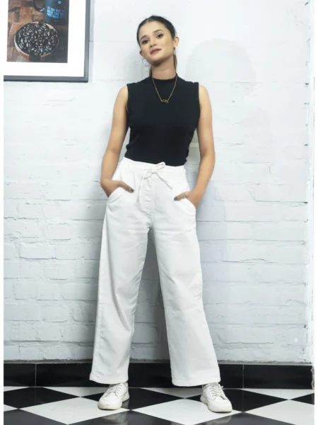 Ash & Ray White Wide Leg Jeans